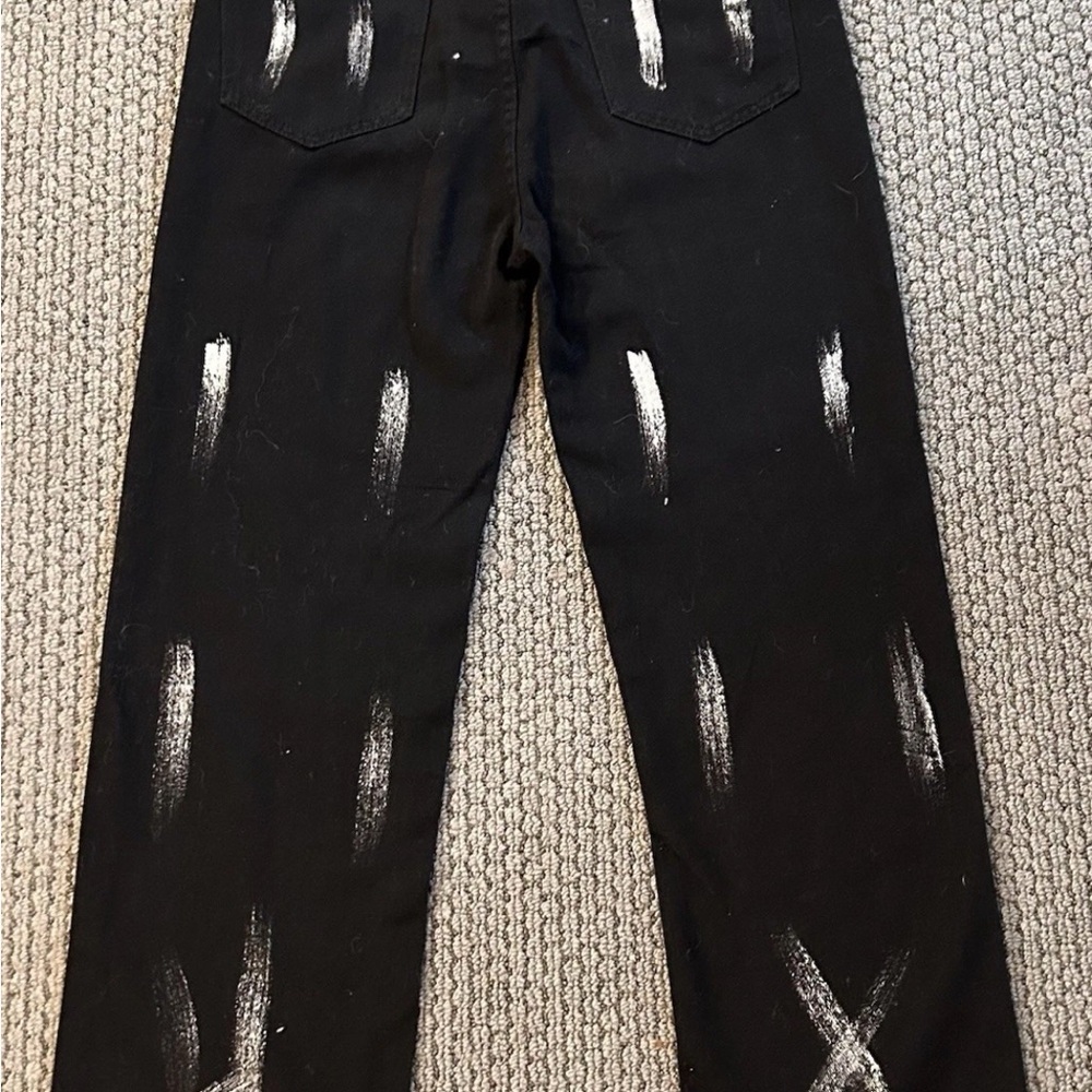Men's Black and White Patterned Jeans